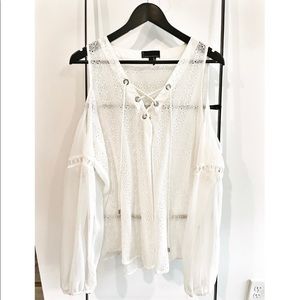 Womens Beach Cover Up Dress White Lace XL